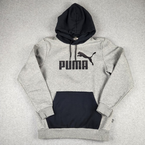 Puma Other - PUMA Men's Small Grey Black Logo Hoodie Pullover Sweatshirt Athletic Casual